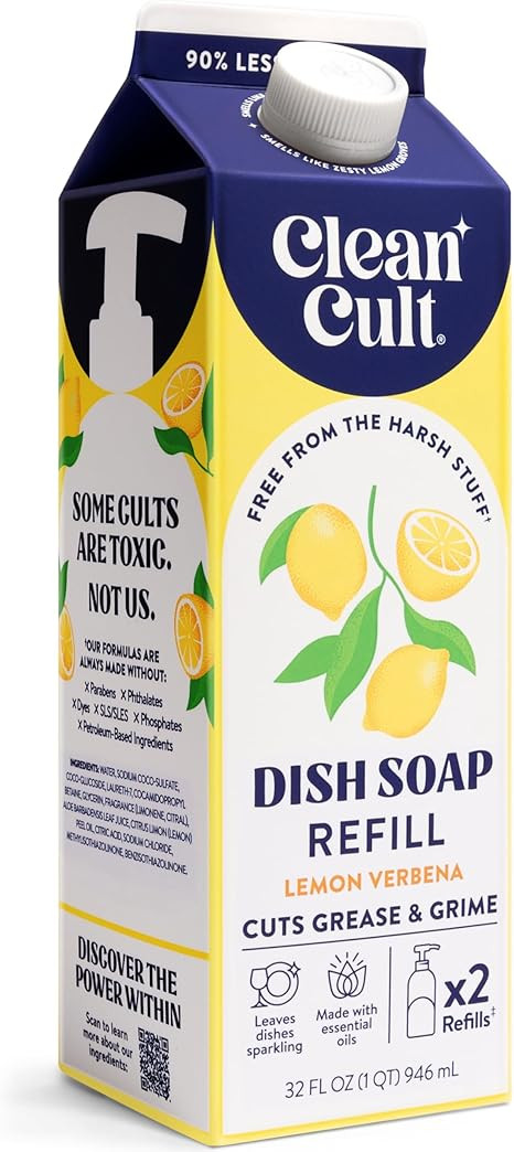 Cleancult Dish Soap Liquid Refill (32oz, 1 Pack) - Plant Based Cleaning Power - Dish Soap that Cu... | Amazon (US)