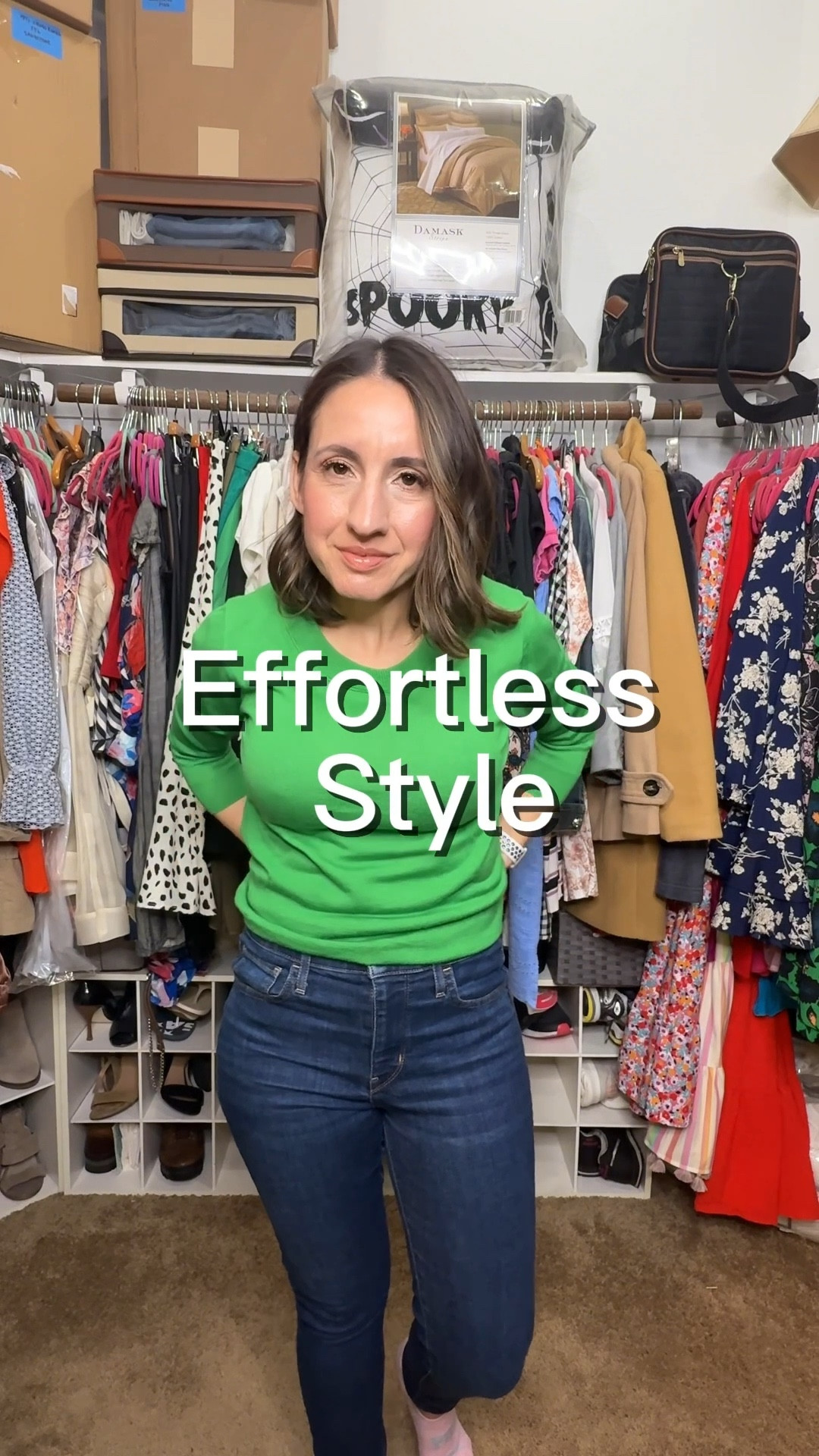 J. Crew sweater. Runs tts. 
Levi’s jeans run tts. 
Louis Vuitton handbag is an oldie but a goodie. 
Camel coat  

#LTKstorytime #LTKOver40 #LTKPetite