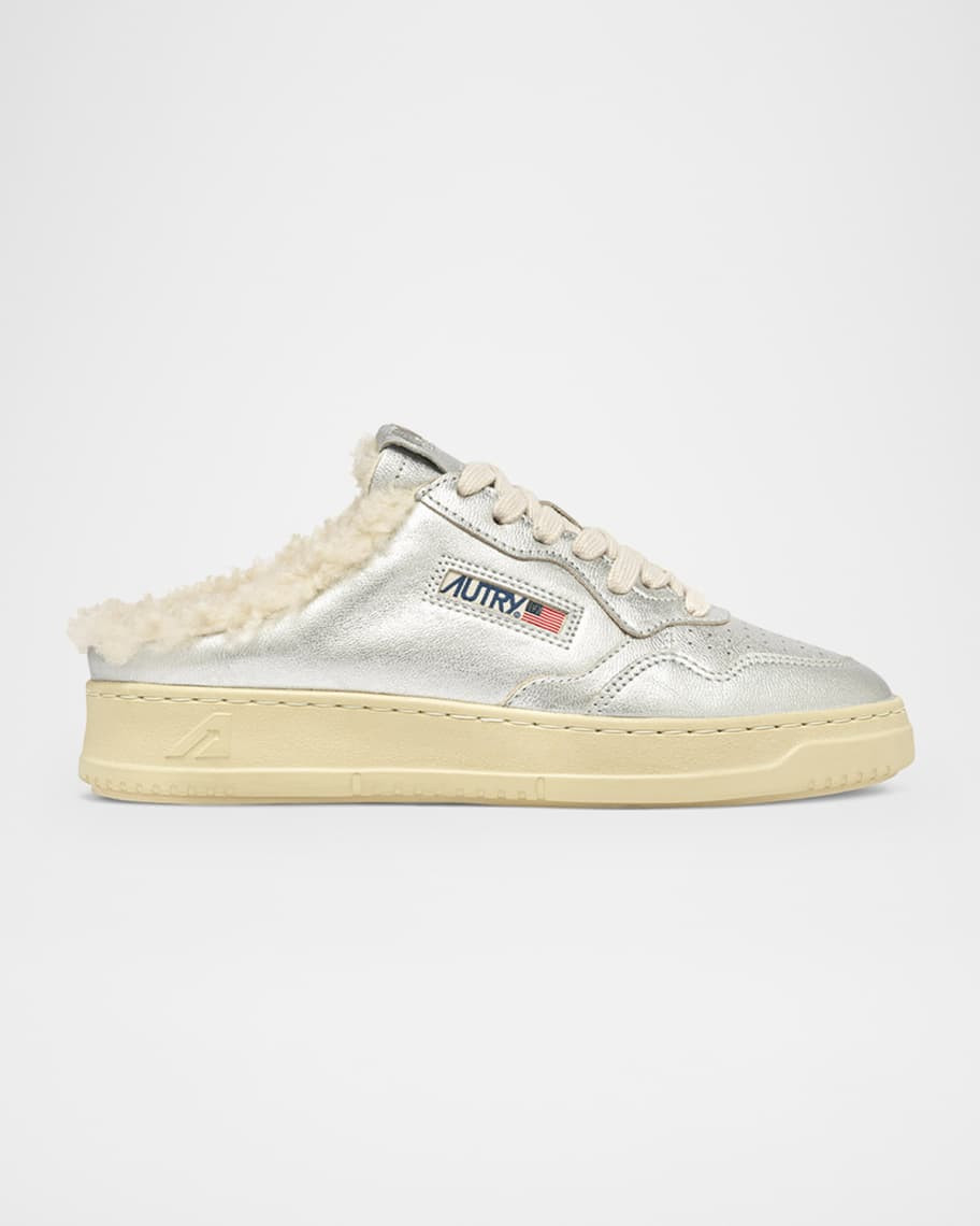 Medalist Shearling-Lined Sneaker Mules | Neiman Marcus