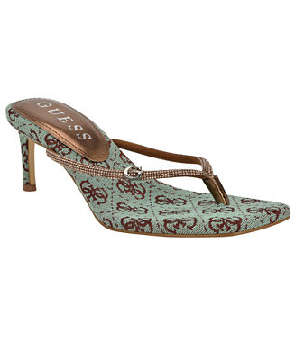 Women's Mayan Rhinestone Thong Kitten Heel Sandals | Macy's