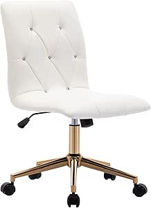 Duhome Modern Home Office Chair，Cute White Desk Chair with Gold Base, PU Leather Task Chair Com... | Amazon (US)