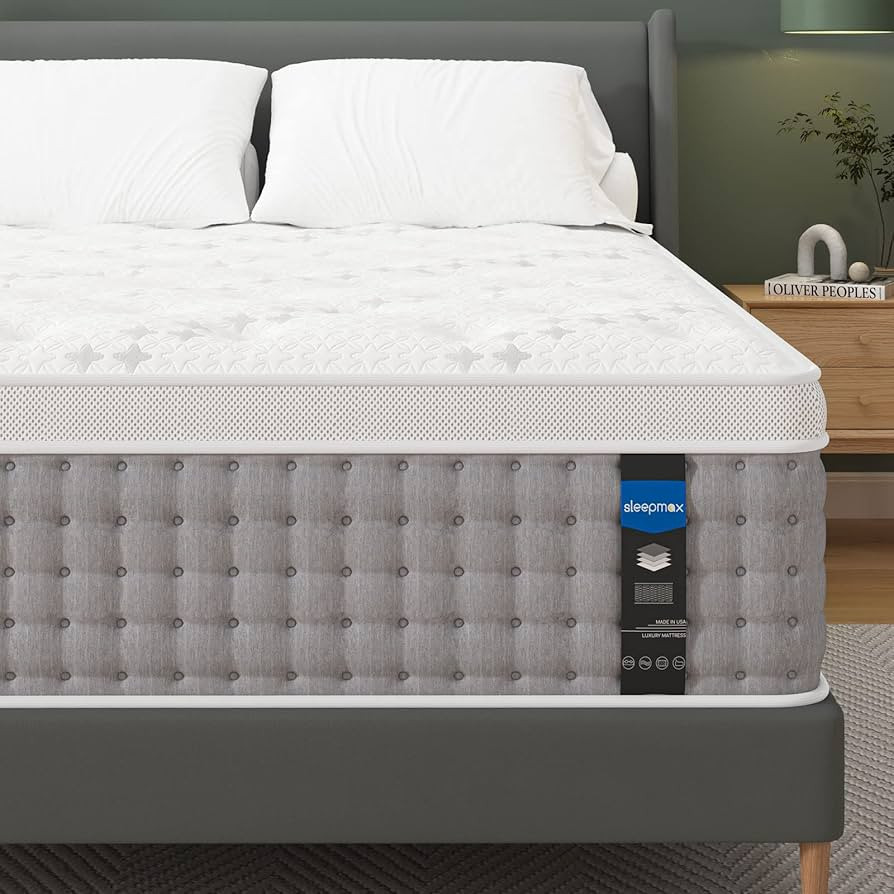 Sleepmax 12 Inch King Size Mattress - Hybrid Mattress Made in USA - Medium Firm Memory Foam with Ind | Amazon (US)