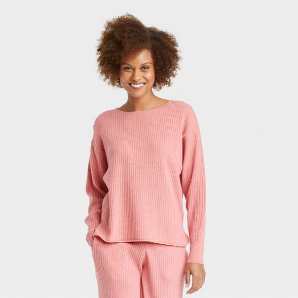 Women&#39;s Ribbed Pullover Lounge Sweater - Stars Above&#8482; Oatmeal S | Target