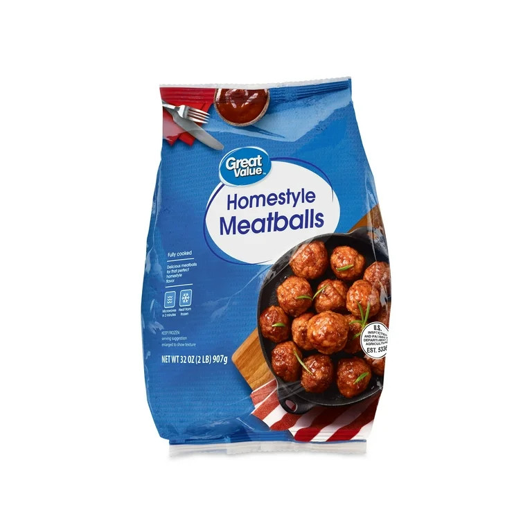 Great Value Fully Cooked Homestyle Meatballs, 32 oz (Frozen) | Walmart (US)