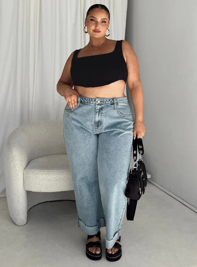Ollie Straight Leg Jean Mid Wash Denim Curve | Princess Polly US