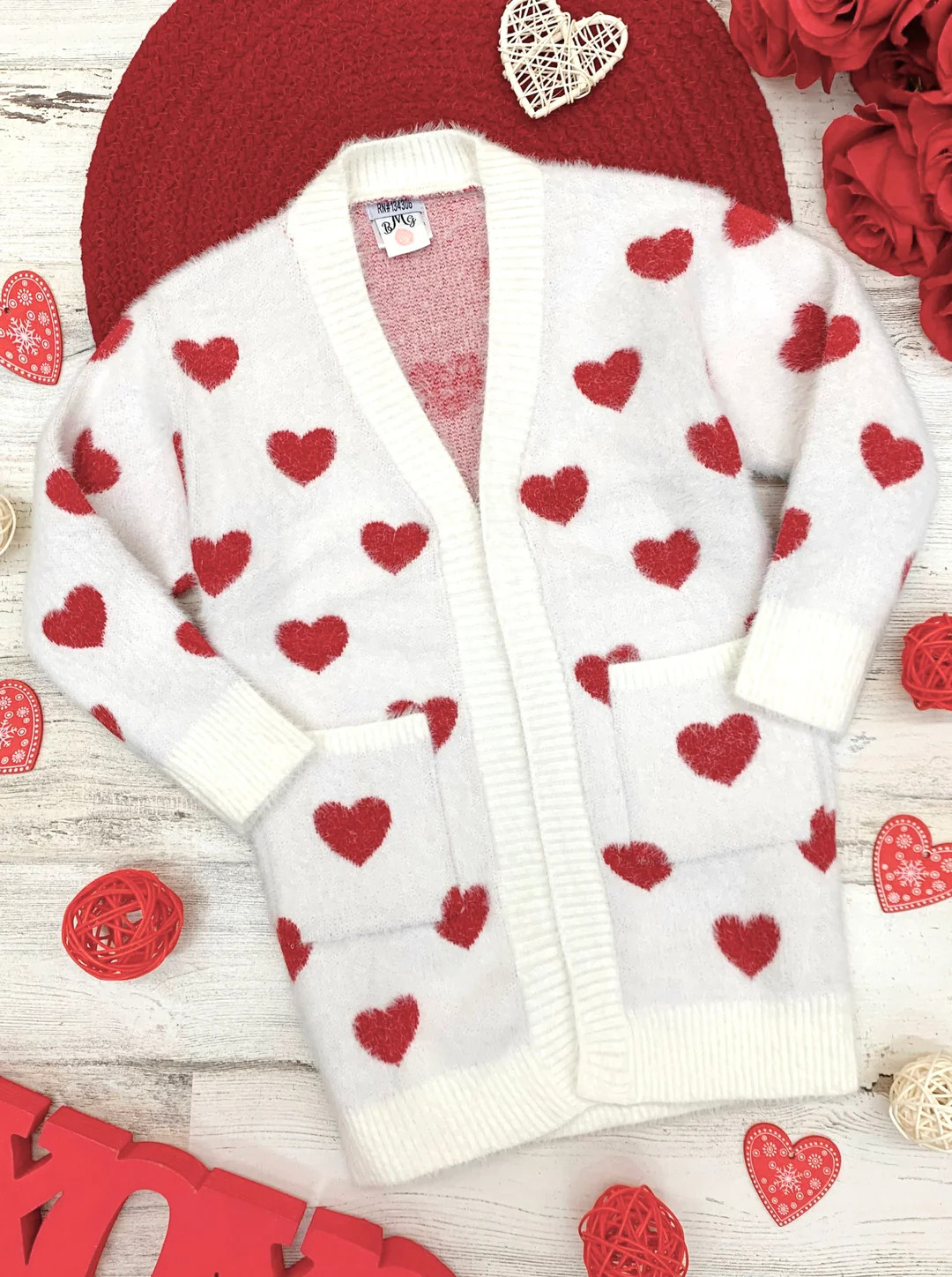 Mommy and Me I Love You Lots Oversized Heart Cardigan | Mia Belle Girls