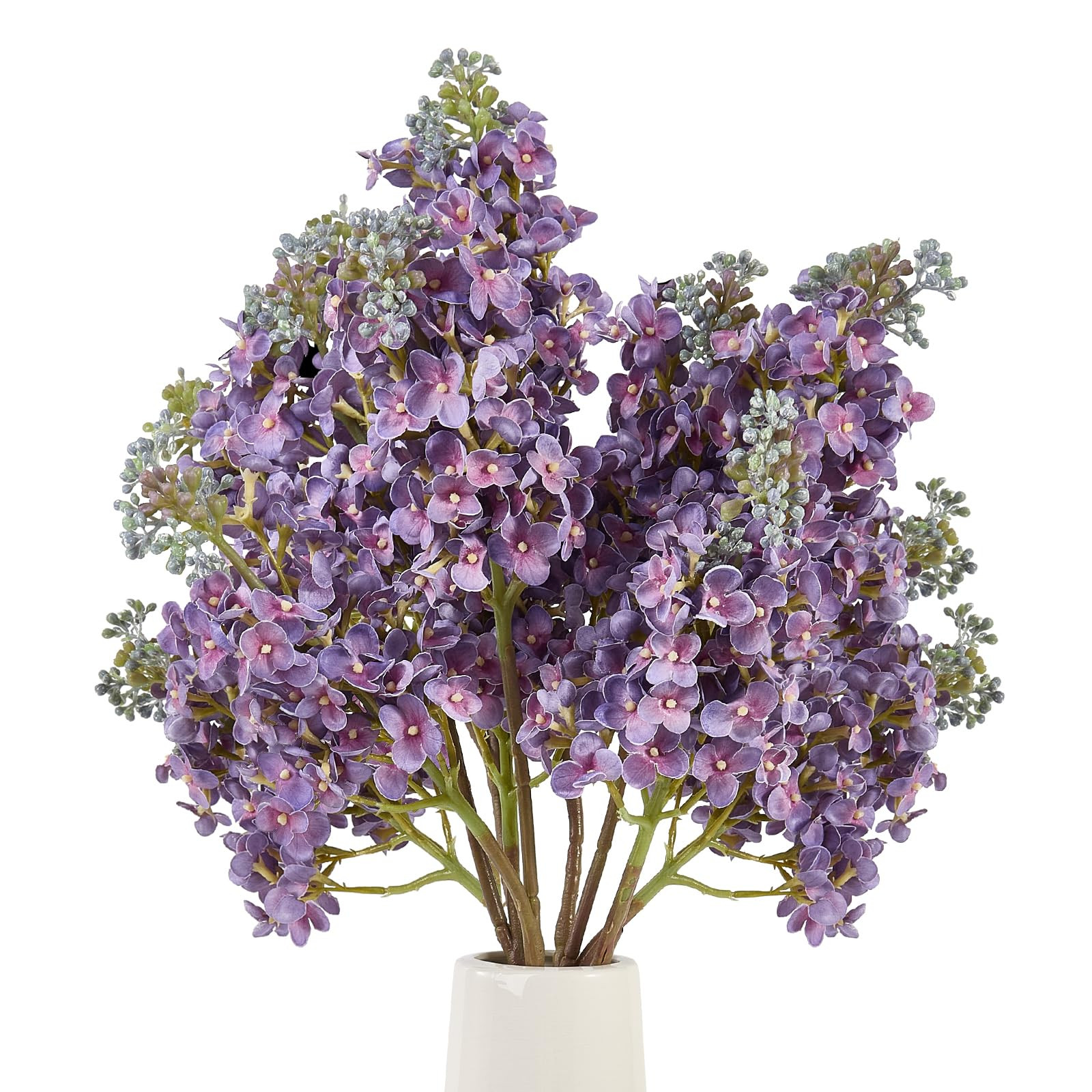 4 flores artificiales lilas de 25.6 pulgadas, color morado, falsas de tallo largo, flores de tact... | Amazon (US)