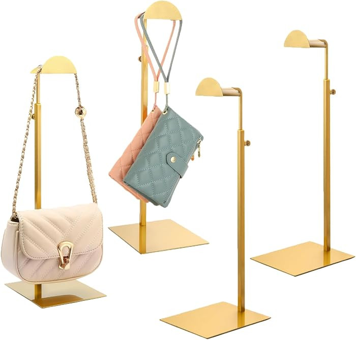 Purse Display Stands, 4 Pack Gold Purse Display Rack Stainless Steel Handbag Display Stand Adjust... | Amazon (US)