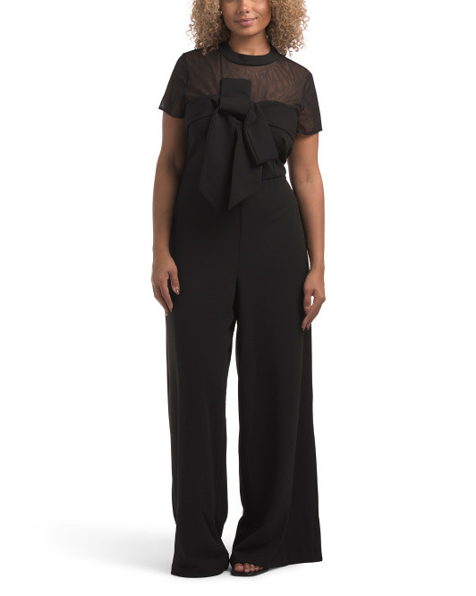 Short Sleeve Illusion Neck Jumpsuit | TJ Maxx