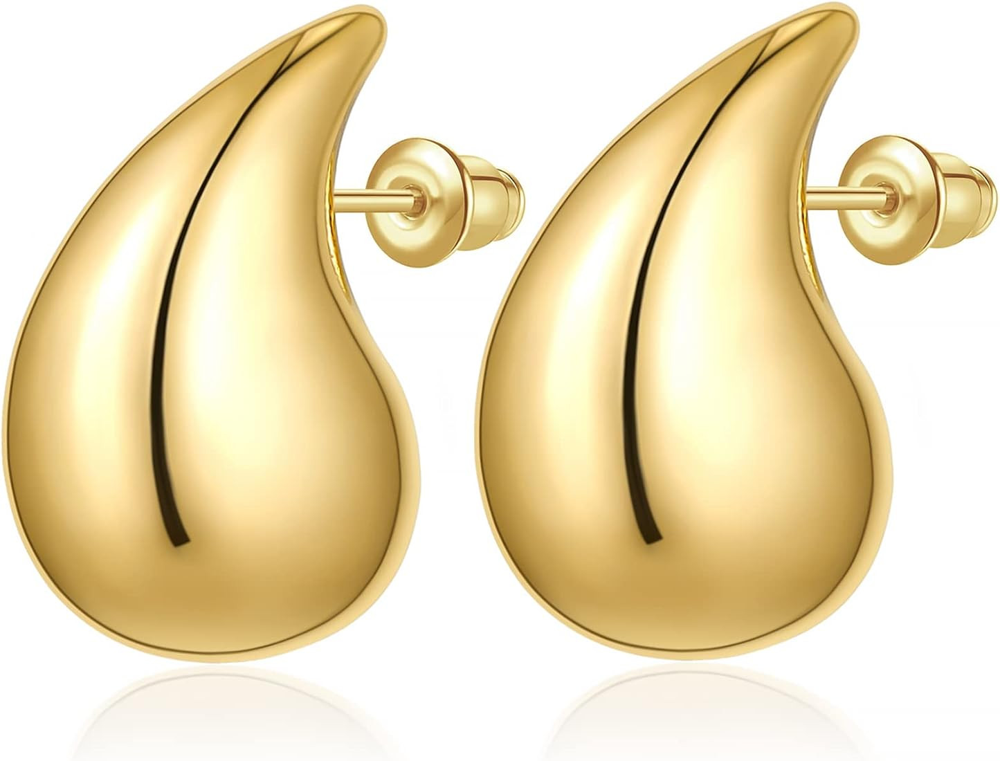 EASYSO Chunky Gold Hoop Earrings for Women, Lightweight Waterdrop Hollow Open Hoops, Hypoallergen... | Amazon (US)