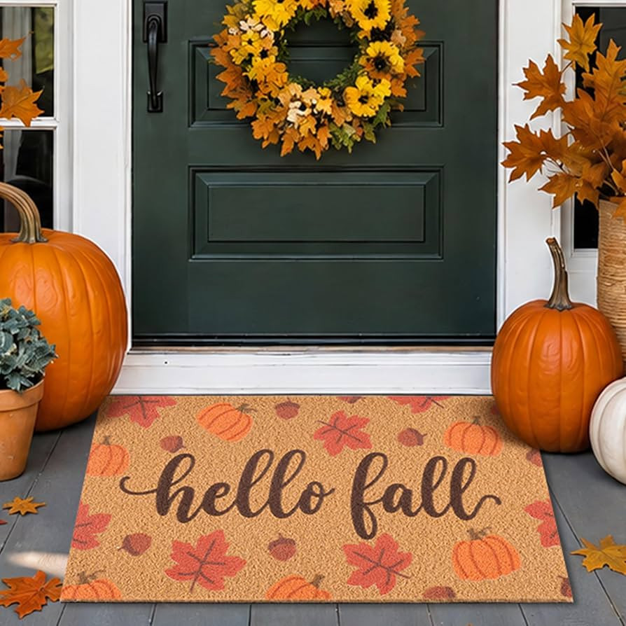 17" x 29.5" Pumpkin Maple Leaf and Acorn Design With Synthetic Coir Fibers; Removes Dirt And Mois... | Amazon (US)