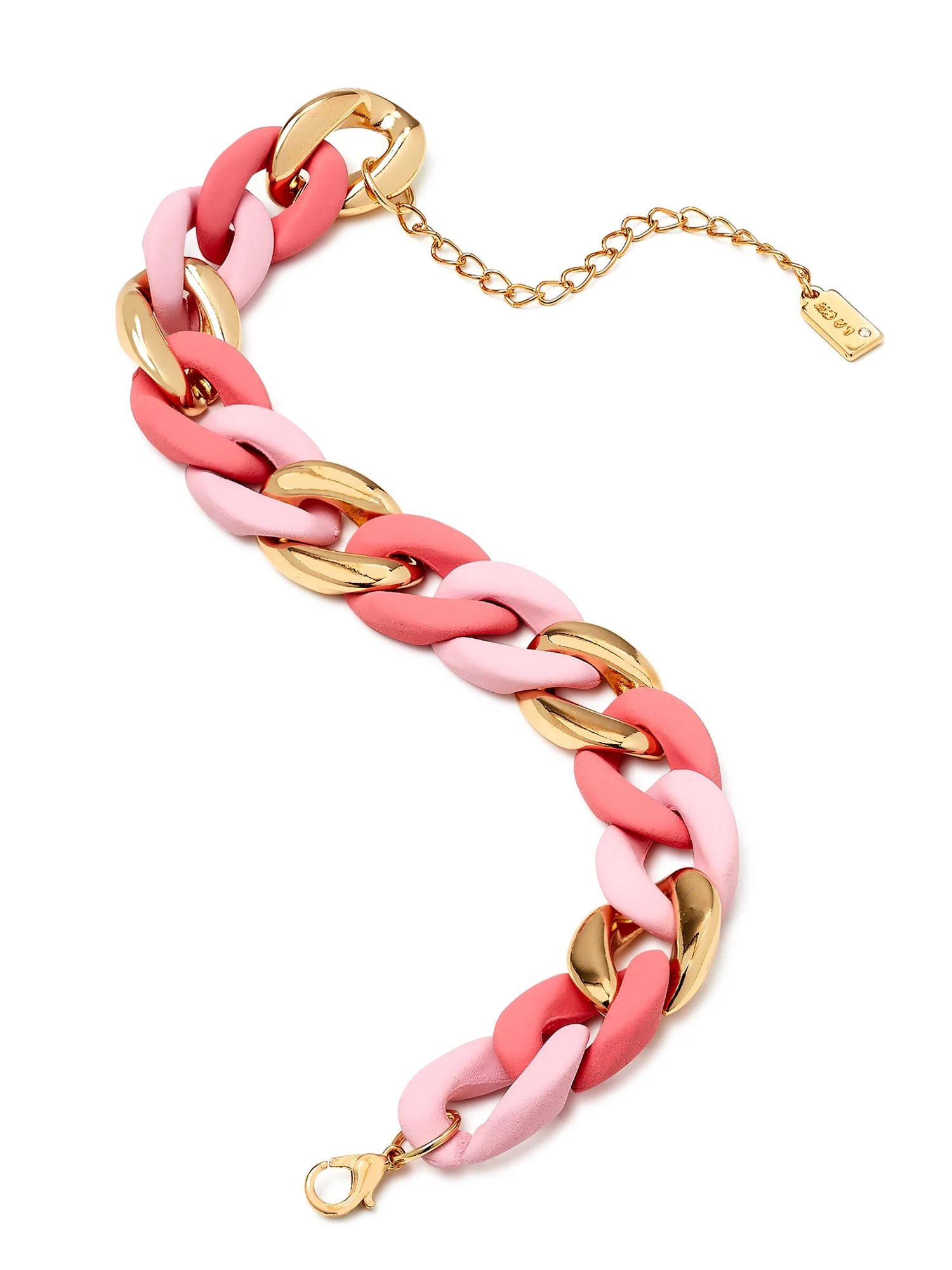 Scoop Women’s Gold-Tone and Pink Resin Curb Link Bracelet - Walmart.com | Walmart (US)