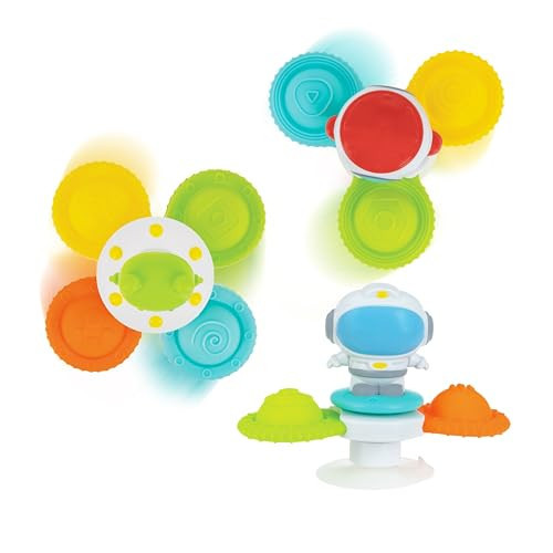 Nuby Suction Spinner Toys with Spinning Poppers – 3 Pack Baby Fidget Toys for High Chair & Bath, Space Theme, 12m+ | Amazon (US)