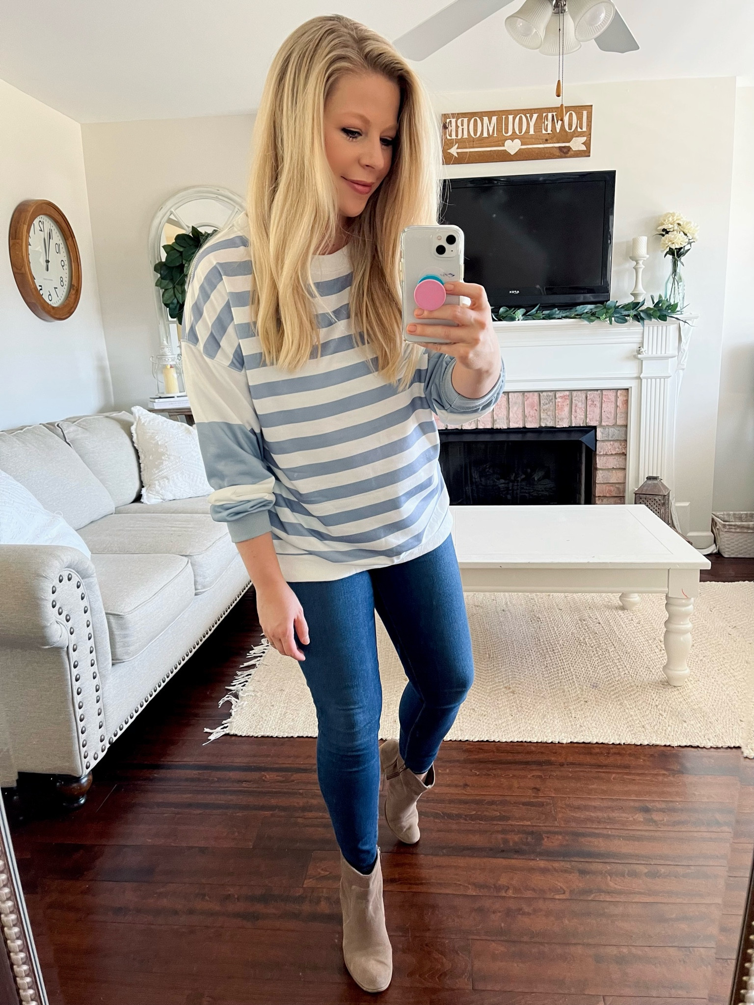Loving this new comfy striped sweater! Use code James10 for 10% off your order! 

#LTKunder50 #LTKSeasonal #LTKFind