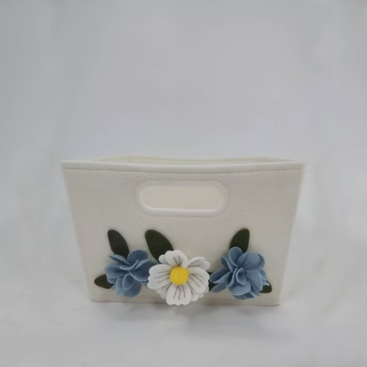 1ct Floral Felt basket Cream - Spritz™ | Target