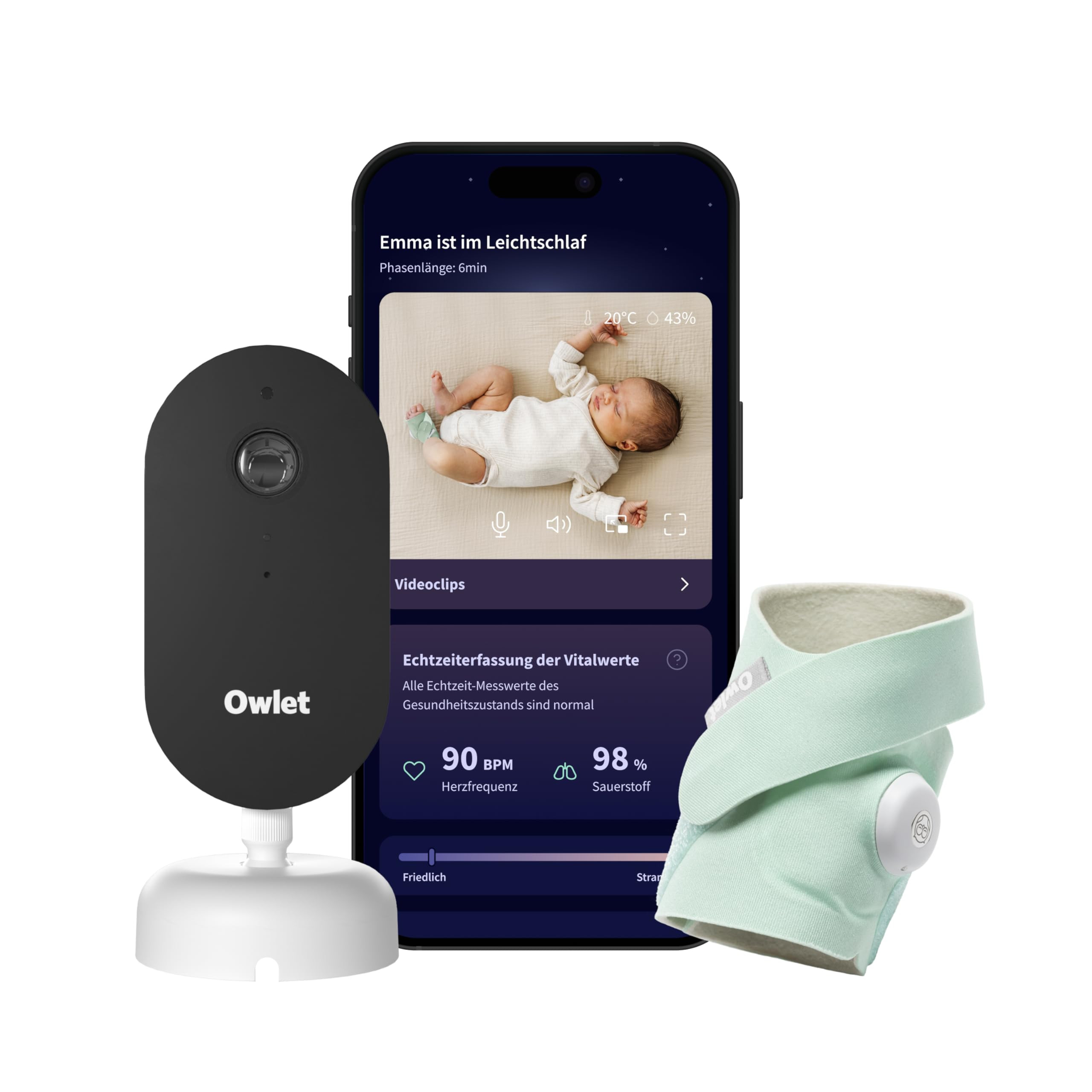 Owlet Dream Duo – Smartes Babyphone mit App | Sensorbasierte Babyüberwachung mit Dream Sock®,... | Amazon (DE)