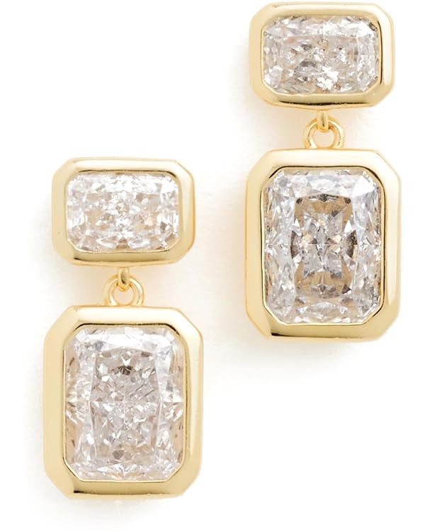 SHASHI Women's Emerald Baguette Drop Earrings, Gold, One Size | Amazon (US)