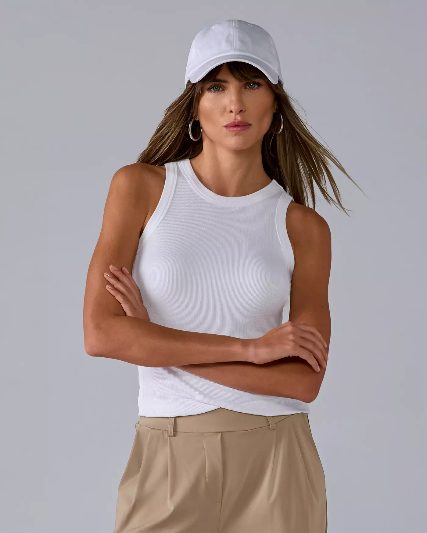 So Essential Ribbed High Neck Top - Pure White | Boston Proper | Boston Proper