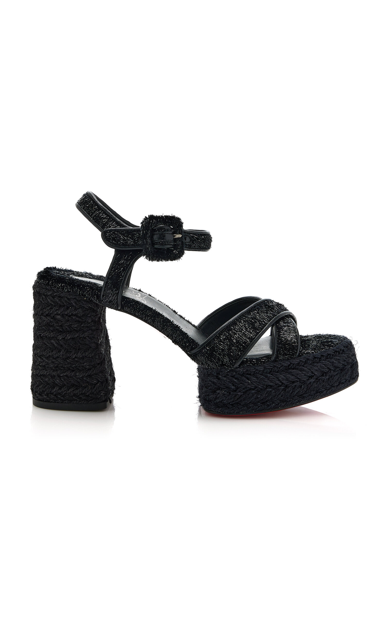 Christian Louboutin - Calakala 85mm Velvet-Trimmed Heeled Sandals - Black - IT 36 - Moda Operandi | Moda Operandi (Global)