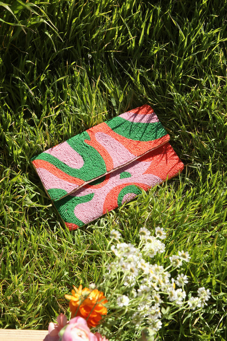 Audacious Attitude Pink Multi Beaded Clutch | Lulus (US)