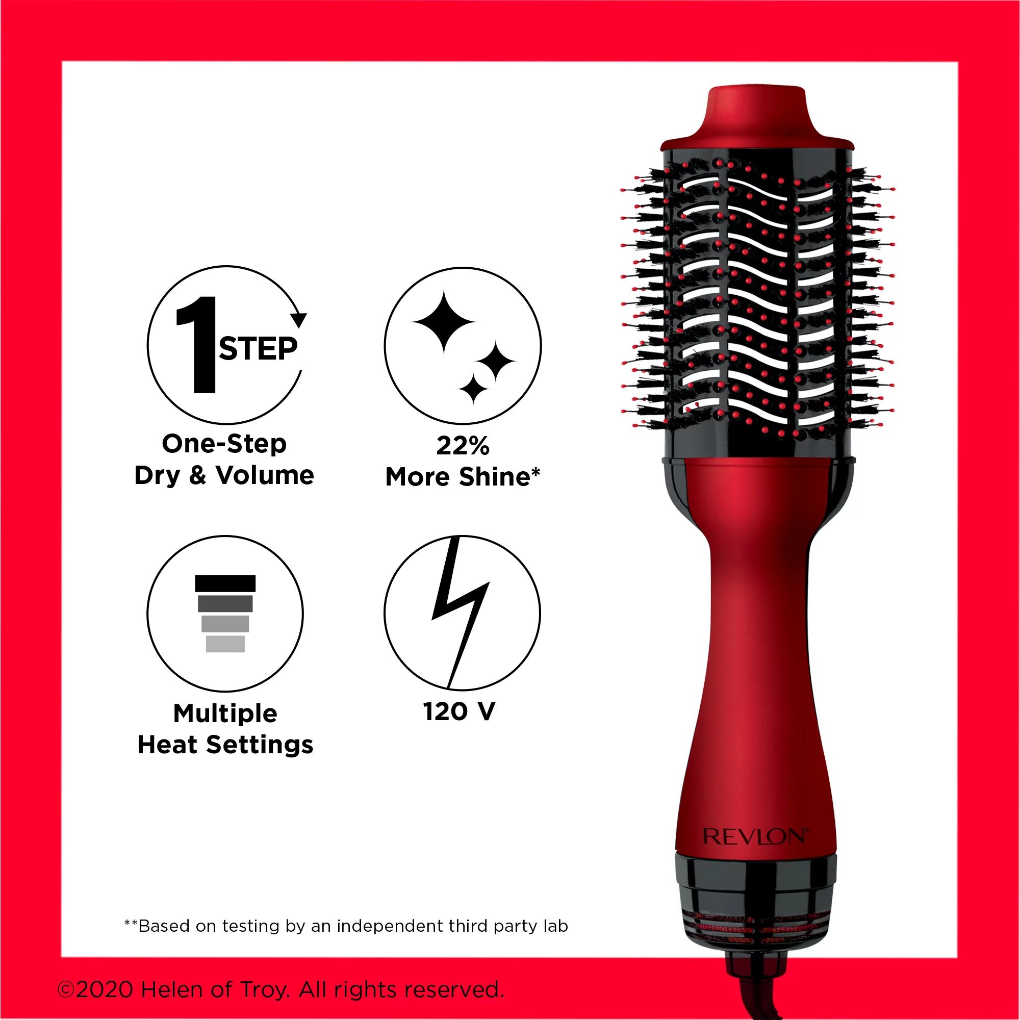 Revlon One-Step Hair Dryer And Volumizer Hot Air Brush, Red Holiday Edition | Walmart (US)