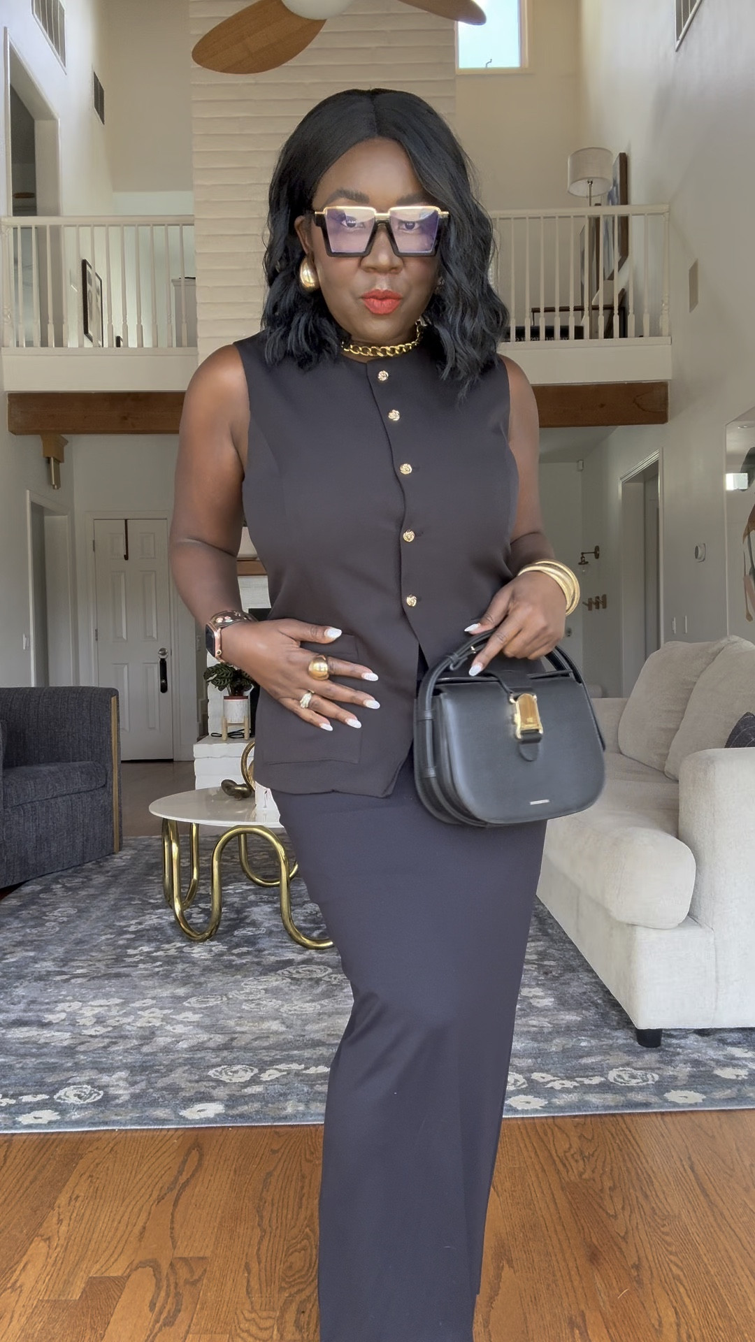 Elegant Amazon pieces!! Styled this bodycon black dress with black vest, black booties, black bag, cute glasses and gold jewelry!

#LTKPetite #LTKStyleTip #LTKMidsize