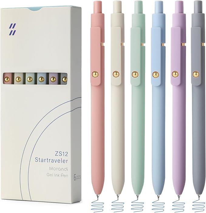FIOVER Gel Pens, 6pcs Blue Ink Medium Point 0.7mm Smooth Writing Pens with Comfort Grip, Aestheti... | Amazon (US)