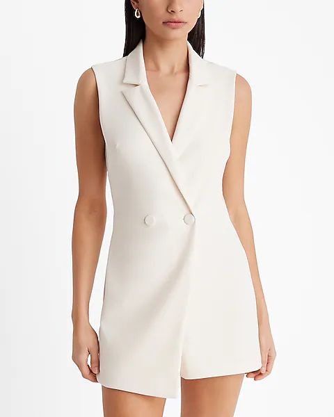 Sleeveless Double Breasted Blazer Romper | Express