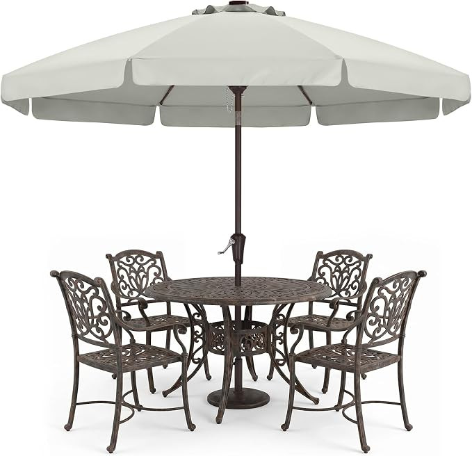ABCCANOPY 9ft Scalloped Patio Umbrella, Outdoor Table Umbrella with Tilt and Crank, Fiberglass Ri... | Amazon (US)