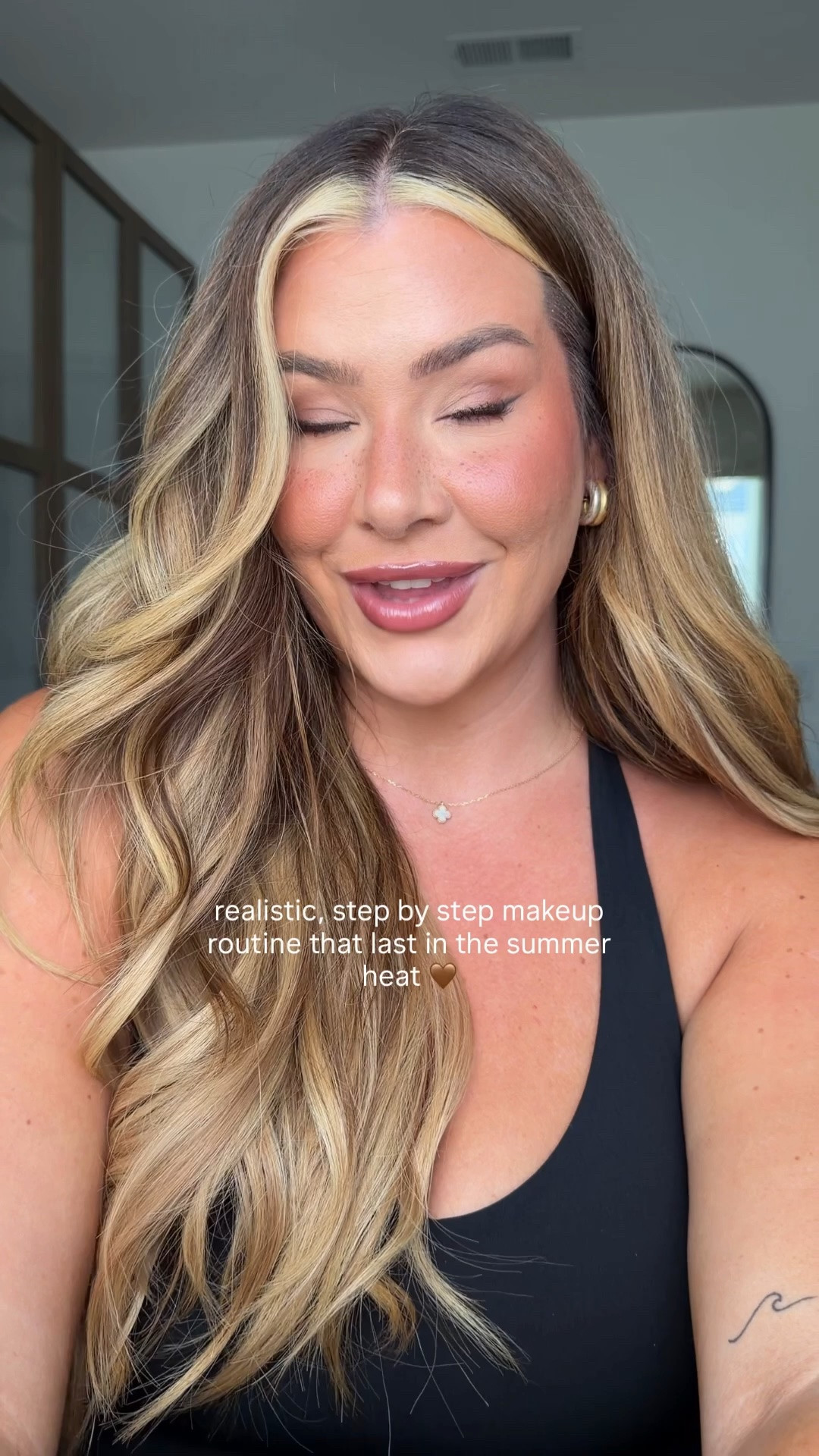 watch the full video on my IG 🤎
foundation shade: mix of 14 & 22 
concealer: bisque 1.8
contour stick: medium dark 
blush stick in 4.5
powder bronzer: 100 sun-kissed 
powder blush palette is sold out but they drop their palettes once a year! 
rare beauty blush: truth 
brow pencil and gel: medium 
mascara shade: brown 
lip liner shade: big lift 
gloss: rock candy (i like effortless pink the best but i’m out)

#LTKBeauty