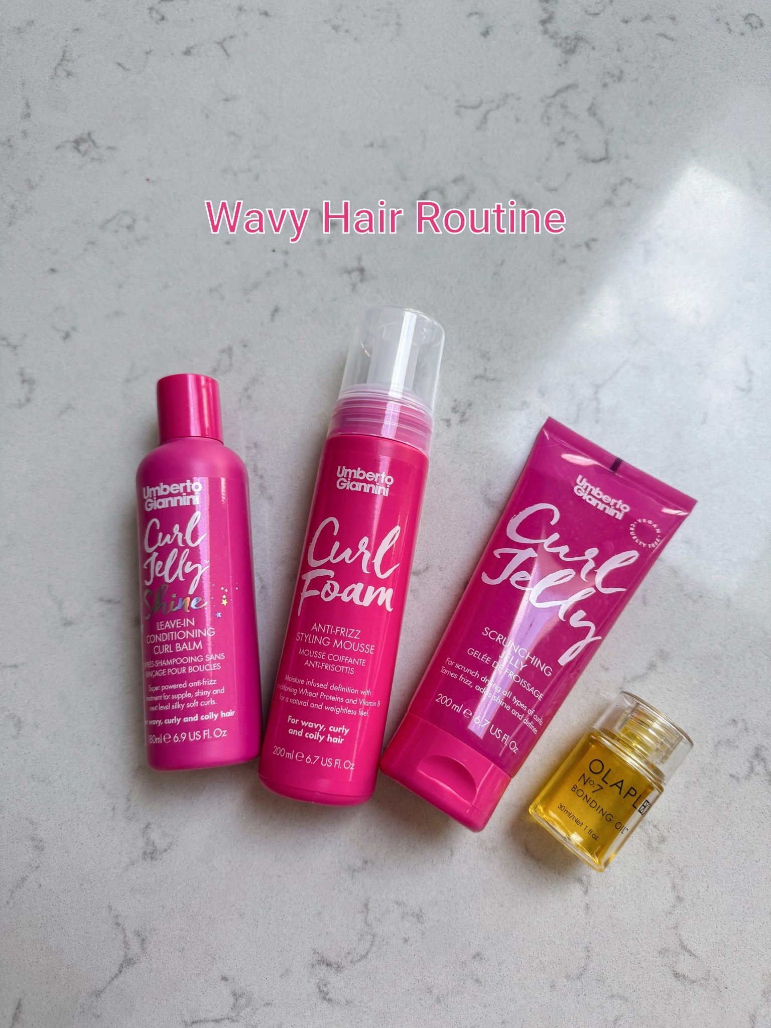 Products I used on my wavy hair to enhance my natural waves. These products are really affordable and currently 25% off! 

These Umberto Giannini products create a crunchy cast and I then use the Olaplex bonding oil to scrunch the crunch away to loosen my waves and make them look more defined ✨

#LTKuk #LTKbeauty