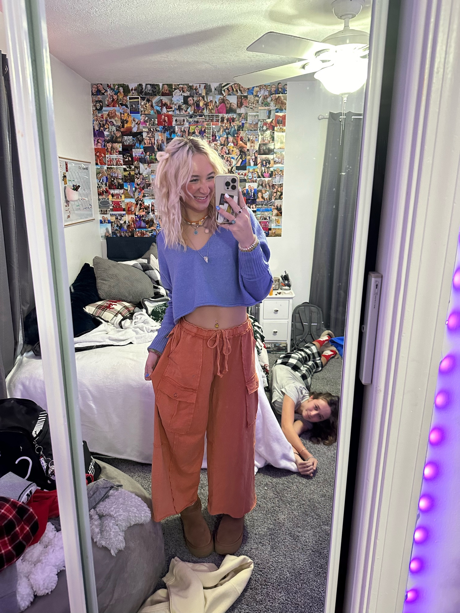 Don’t mind bc in the back 
LUCA20 for $$ on the pants from Threebirdsnest 
