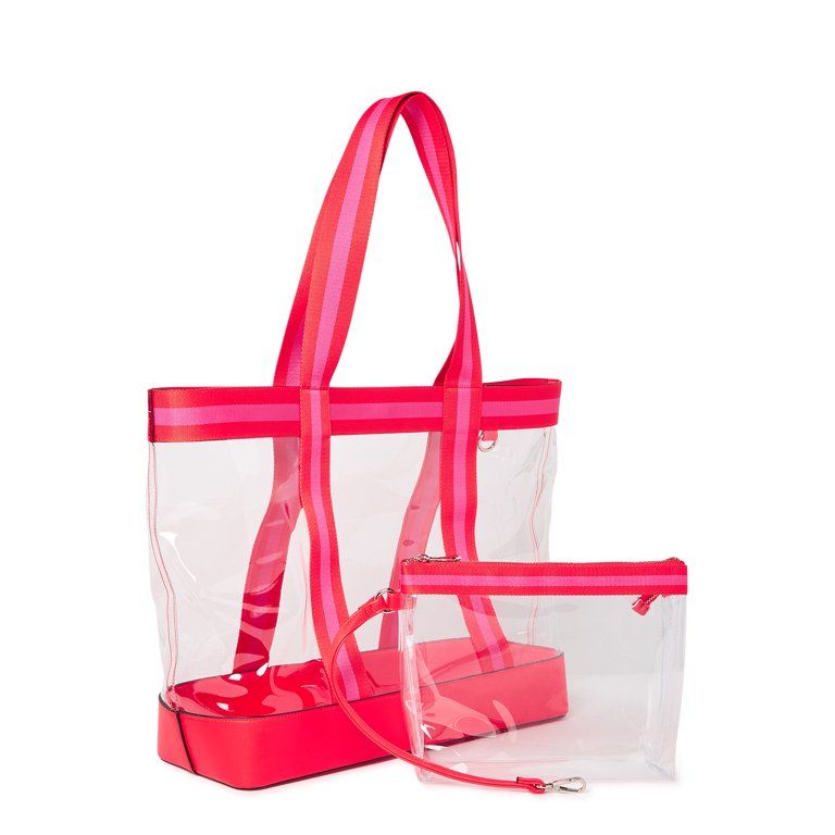 Time and Tru Women’s Tote and Pouch Set, 2-Piece Rock N Red | Walmart (US)