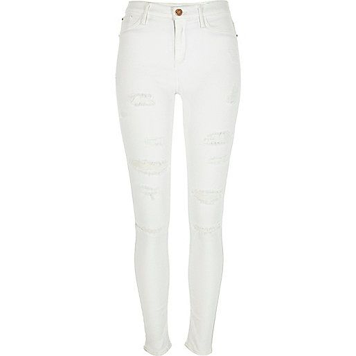 White distressed Molly jeggings | River Island (US)