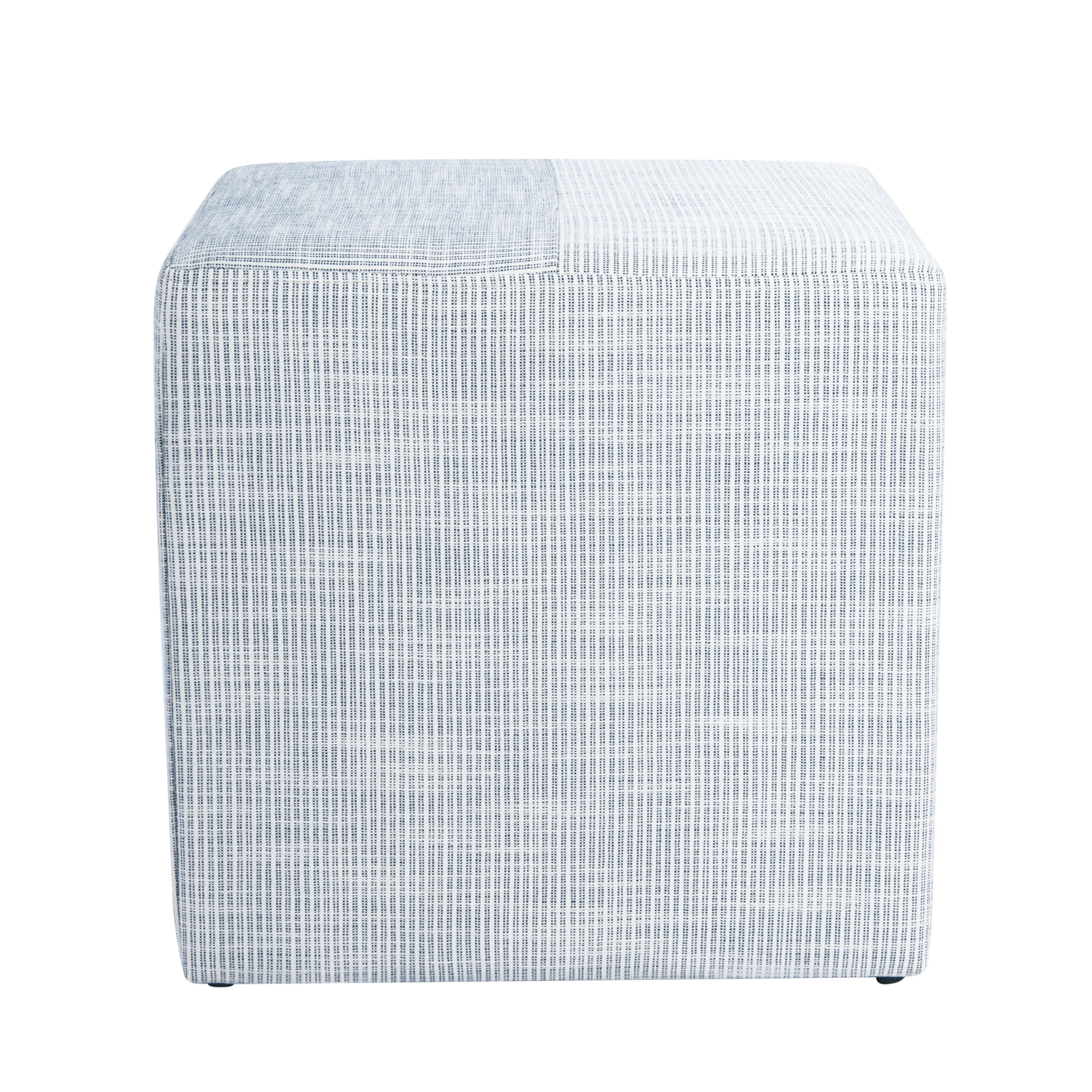 Soft Cube Ottoman - Blue Pinstripe Fabric | Wayfair North America