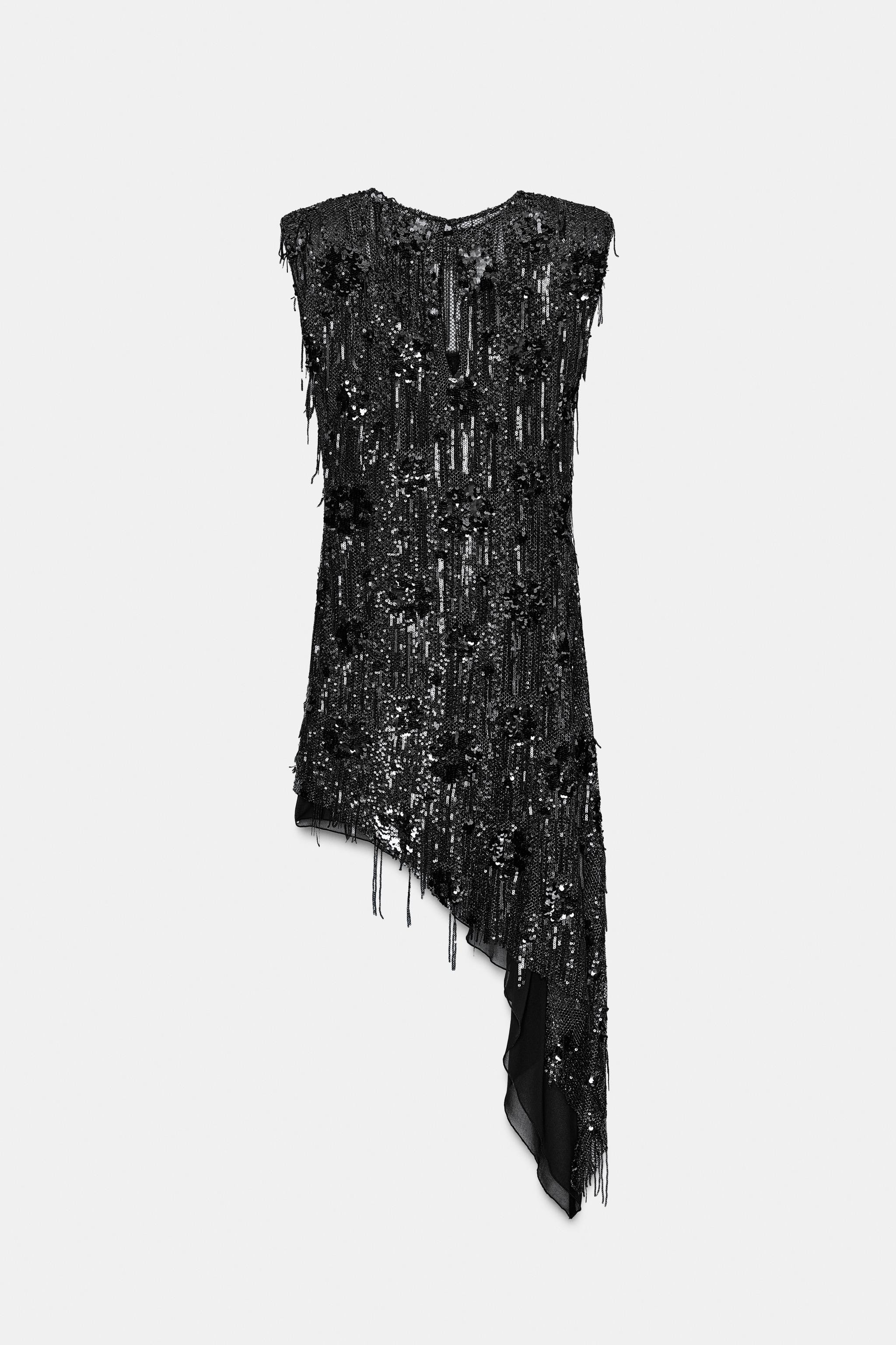 ASYMMETRIC SEQUIN MINI DRESS | Zara US