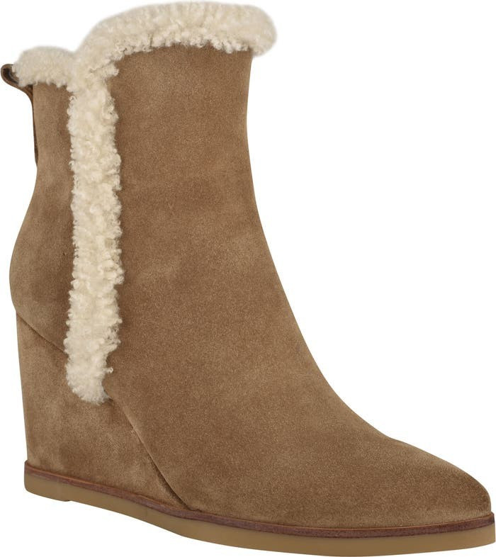 Brendan Genuine Shearling Wedge Bootie | Nordstrom Rack