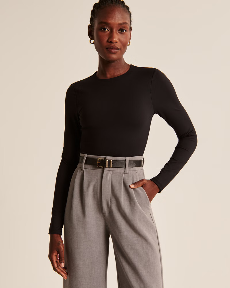 Long-Sleeve Seamless Fabric Crew Bodysuit | Abercrombie & Fitch (US)