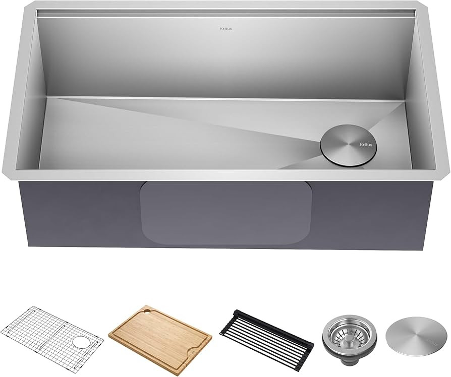KRAUS Kore 32-Inch Undermount Workstation 16 Gauge Single Bowl Stainless Steel Kitchen Sink with ... | Amazon (US)
