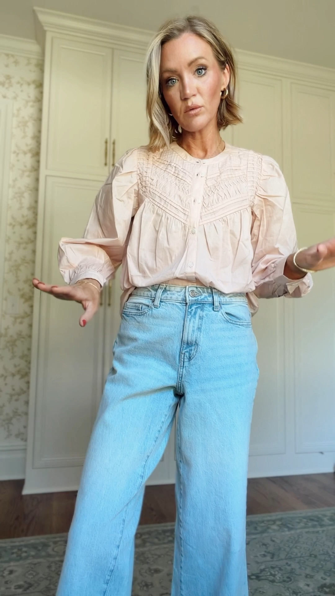 Xs in blouse 
2 in jeans 