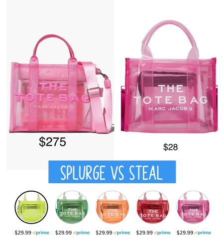 Splurge vs steal, marc jacobs the tote bag, beach bag, pool bag, pink tote bag 

#LTKunder100 #LTKunder50 #LTKitbag
