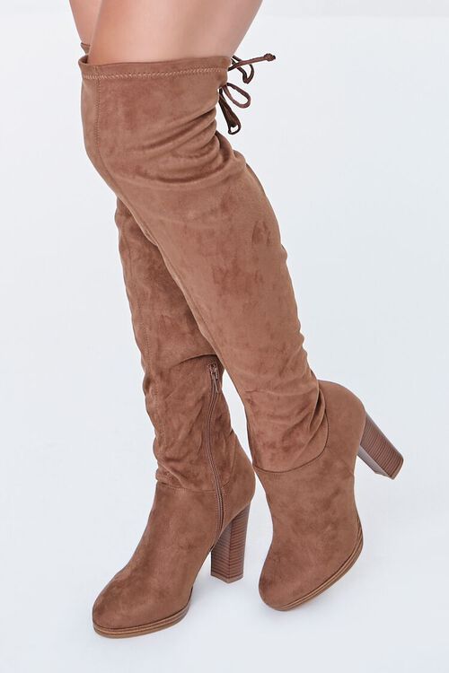 Faux Suede Bow Thigh-High Boots | Forever 21 | Forever 21 (US)