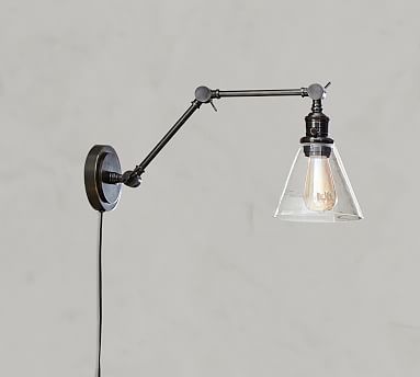 Articulating Arm Flared Glass Plug-In Sconce | Pottery Barn (US)