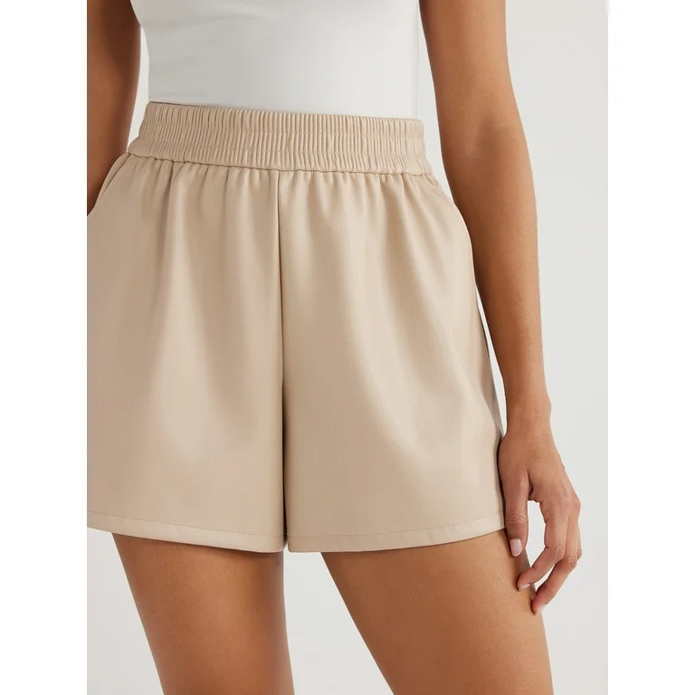 Scoop Women's Faux Leather Pull On Shorts, 5" Inseam, Sizes, XS-XXL | Walmart (US)