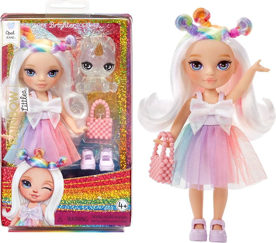 Rainbow High Littles – Opal Raine, Rainbow 5.5" Posable Small Doll with Purse, Magical Pet Unic... | Amazon (US)