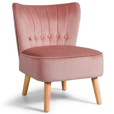 Costway Armless Accent Chair Tufted Velvet Leisure Chair Single Sofa Upholstered BlueGreenPink | Target