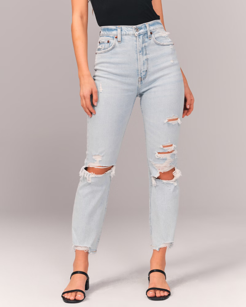 Curve Love Ultra High Rise Ankle Straight Jeans | Abercrombie & Fitch (US)