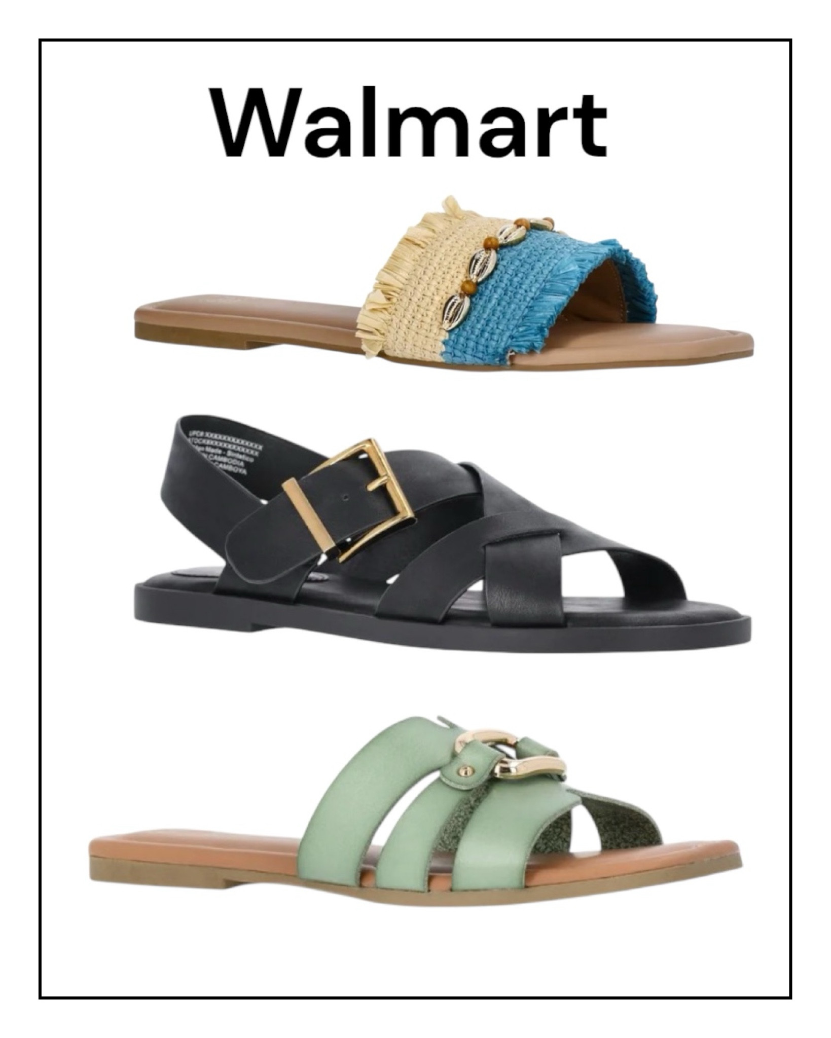 Cute Walmart summer flat sandals. 
#sandals
#walmartfashion