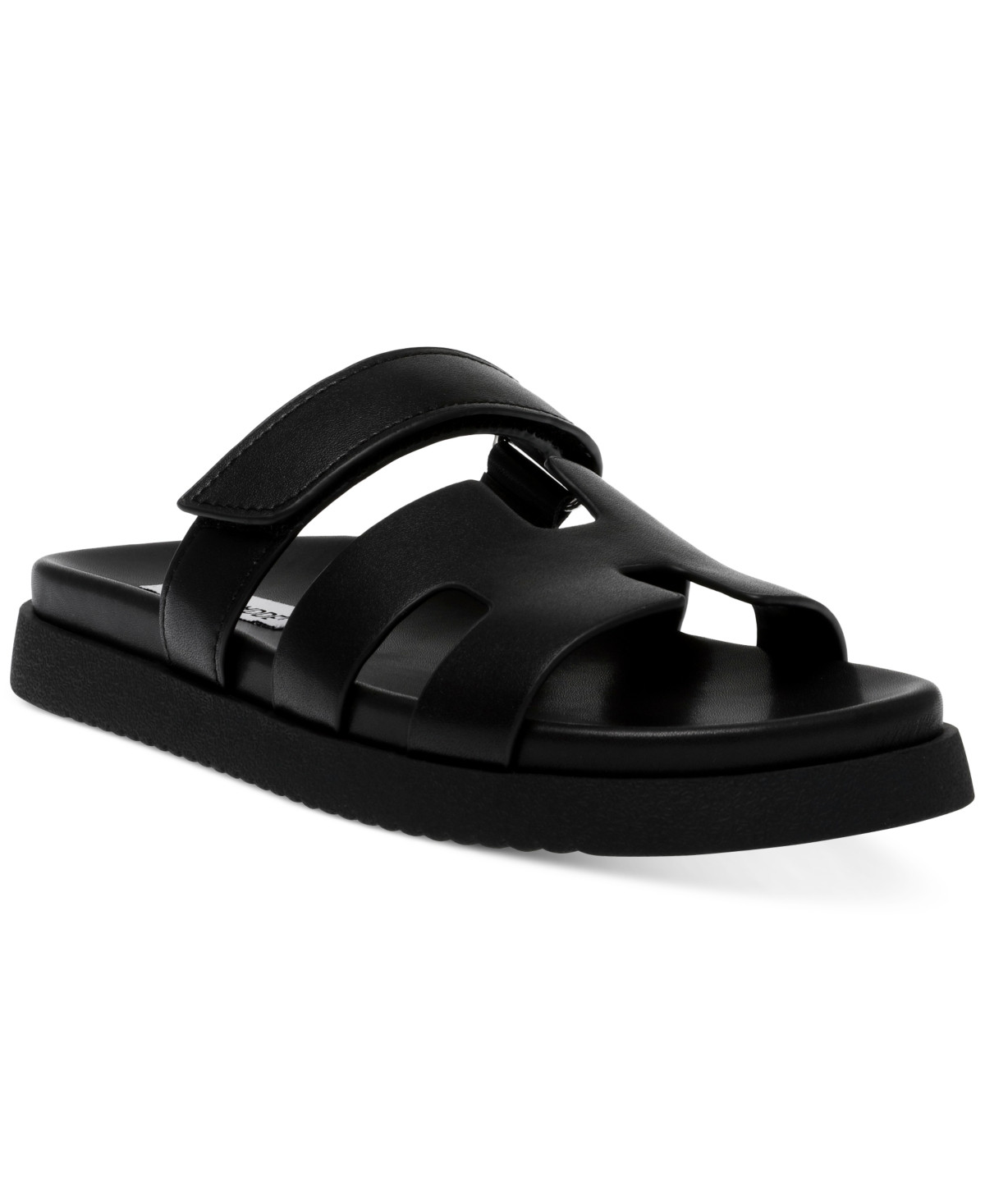Steve Madden Women's Mayven Footbed Slide Sandals - Black Leather | Macy's