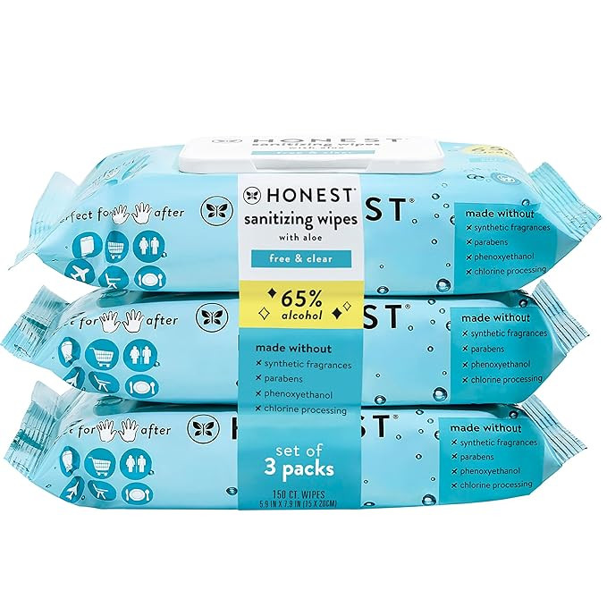The Honest Company Sanitizing Alcohol Wipes | Kills 99% of Germs, Made With Aloe | Unscented, 150... | Amazon (US)